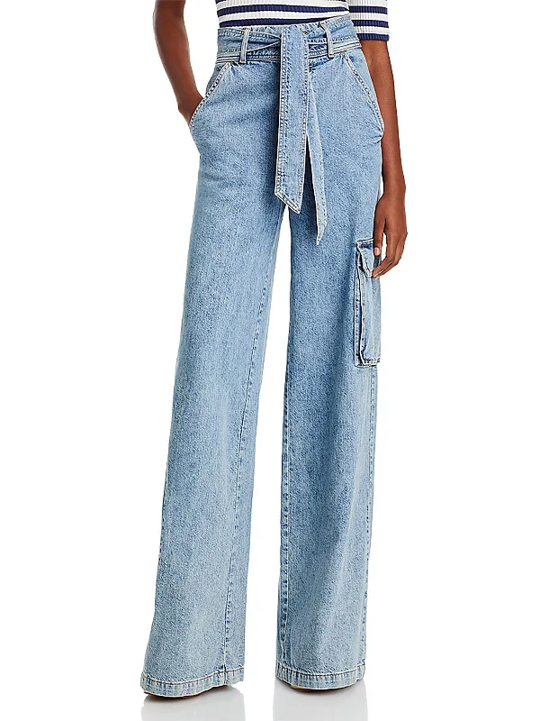 Final Clearance Womens High Rise Denim Cargo Jeans