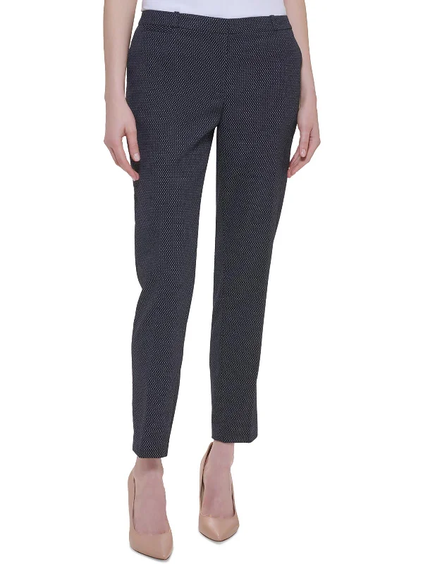 New Deals Womens Mid-Rise Polka Dot Straight Leg Pants