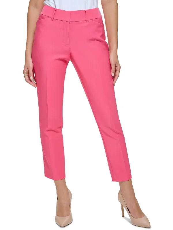 Limited Availability Womens Mid-Rise Solid Ankle Pants