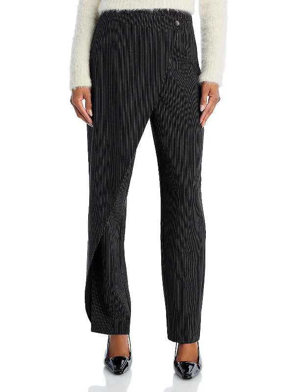 Deal Mania Womens Pintripe Business Straight Leg Pants