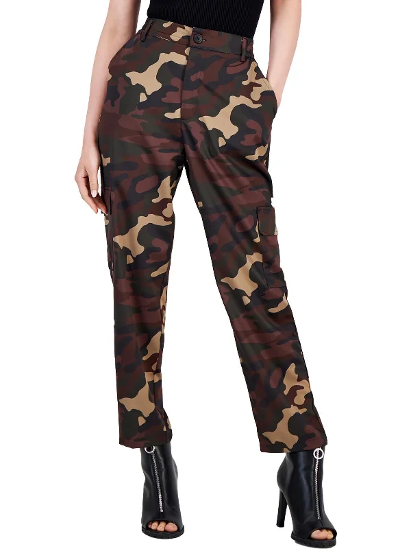 Super Sale Womens Satin Mid Rise Cargo Pants