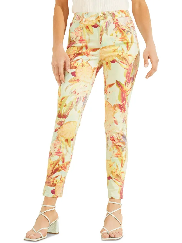Super Sale Womens Tencel Floral Skinny Pants