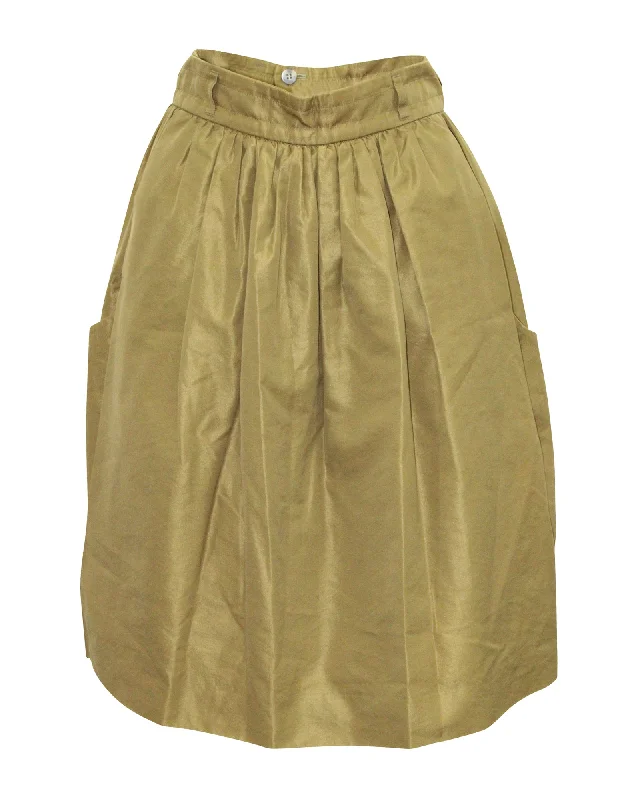 Price Slash Yves Saint Laurent Overlay Wide Legged Pants in Green Cotton