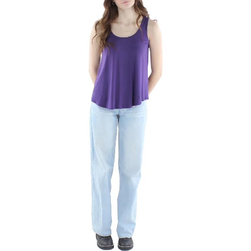 Closeout Sale A-Line Womens Petites Ruffled Sleeveless Tank Top