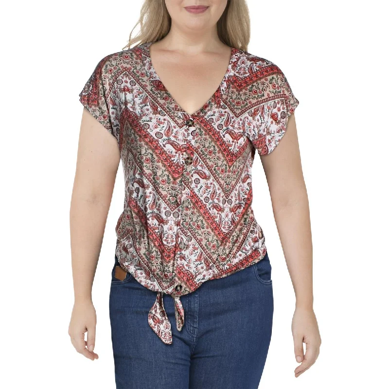 Exclusive Deal Alison Andrews Womens Lace Back Tie Front Blouse