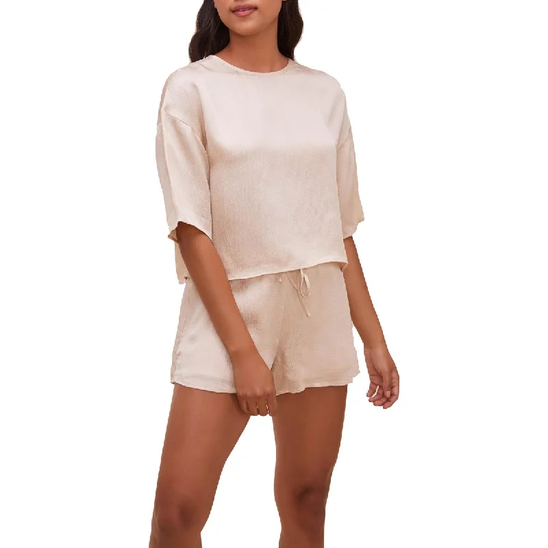 Fantastic Deals ASTR The Label Valda Women's Satin Relaxed Fit Split Back Lounge Top