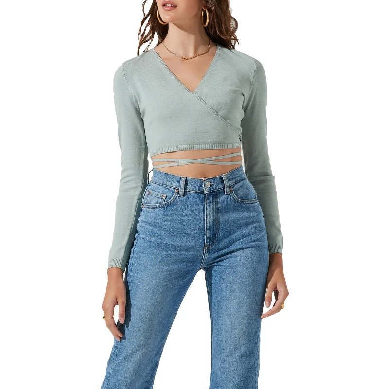 Extra Discounts ASTR the Label Womens Knit Crop Wrap Sweater