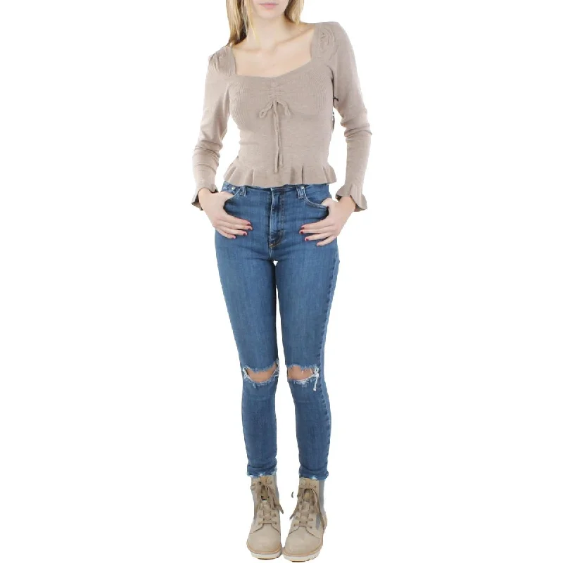 Big Discounts ASTR the Label Womens Knit Ruffled Pullover Sweater