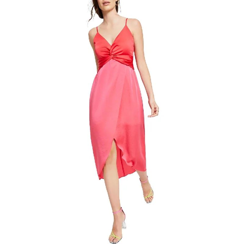 Exclusive Preview Bar III Womens Twist Front Hi Low Wrap Dress