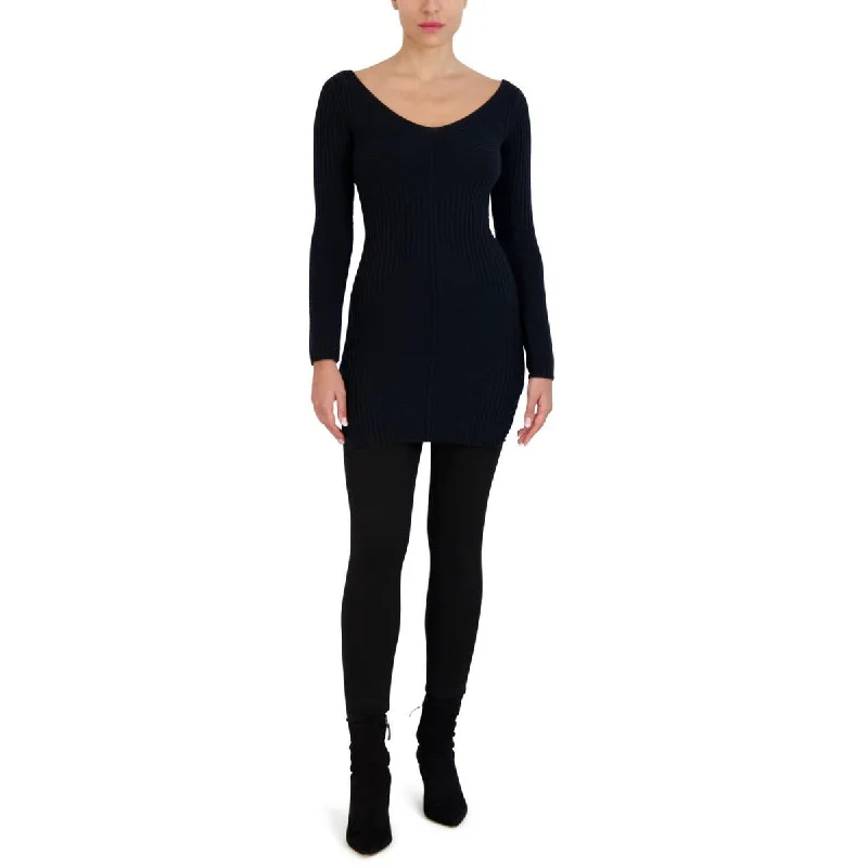 Huge Savings BCBG Max Azria Women's Ribbed Knit Long Sleeve Mini Sweaterdress