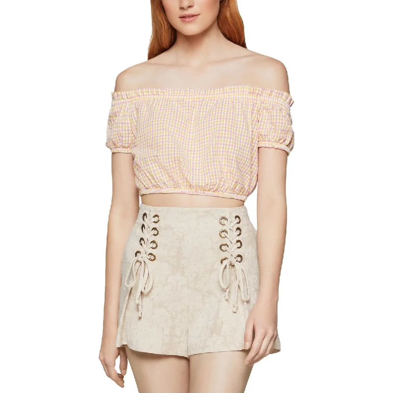 Final Markdown BCBGeneration Womens Off-The-Shoulder Puff Sleeve Crop Top