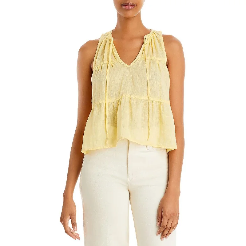 Bella Dahl Womens Linen Tie Neck Tank Top