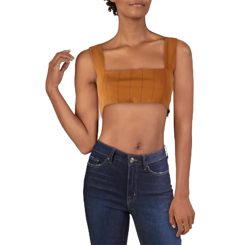 Deal Dash Danielle Bernstein Womens Cropped Pinstriped Tank Top