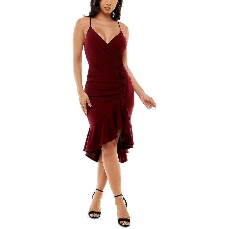 Amazing Deals Emerald Sundae Womens Juniors Knit Cascade Ruffle Midi Dress