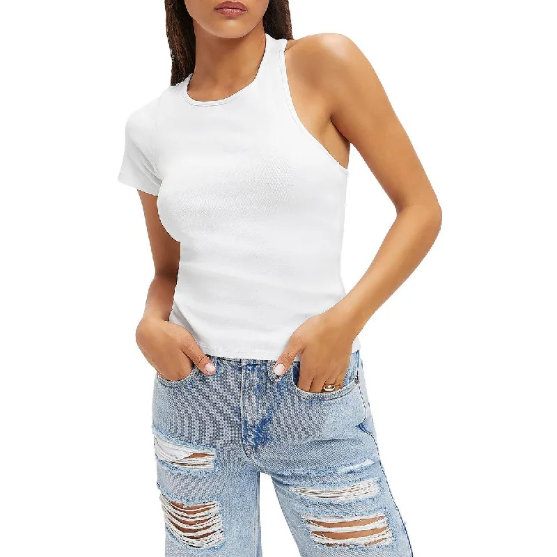 Referral Discount Good American Womens Organic Cotton Asymmetric Blouse