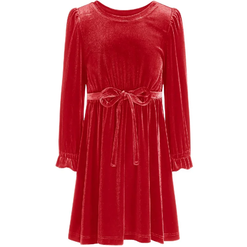 Mega Deal INC Girls Velour Holiday Fit & Flare Dress