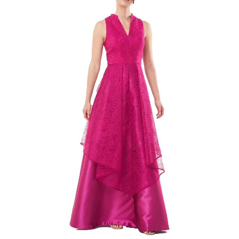 Limited Time Kay Unger Tamara Women's Sleeveless Lace Overlay V-Neck Gown