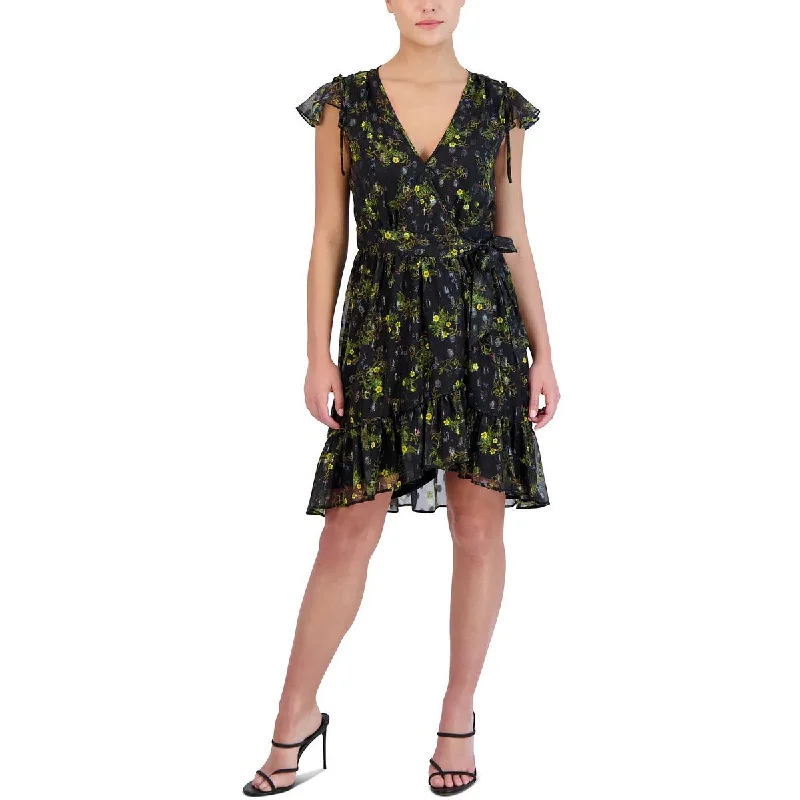 Laundry by Shelli Segal Womens Printed Mini Wrap Dress