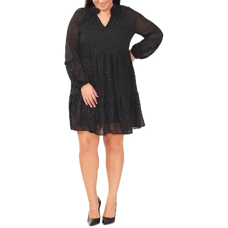 Overstock MSK Womens Plus Textured Knee-Length Shift Dress