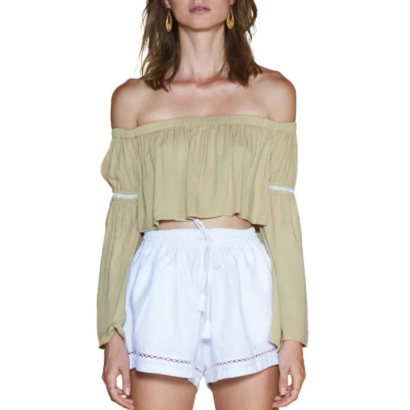Deal Dash Sancia Womens Florienne Off The Shoulder Cropped Blouse