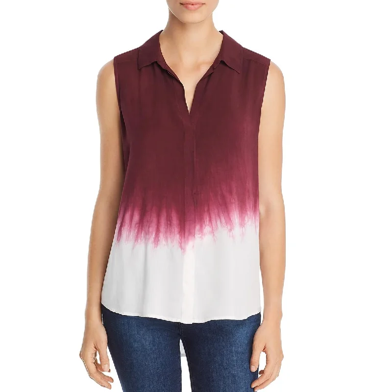 Today Only Single Thread Womens Dip-Dye Sleeveless Button-Down Top