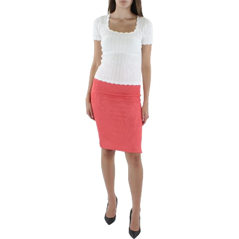 Discount Extravaganza Steve Madden Womens Cecilia Knit Scalloped Pullover Sweater
