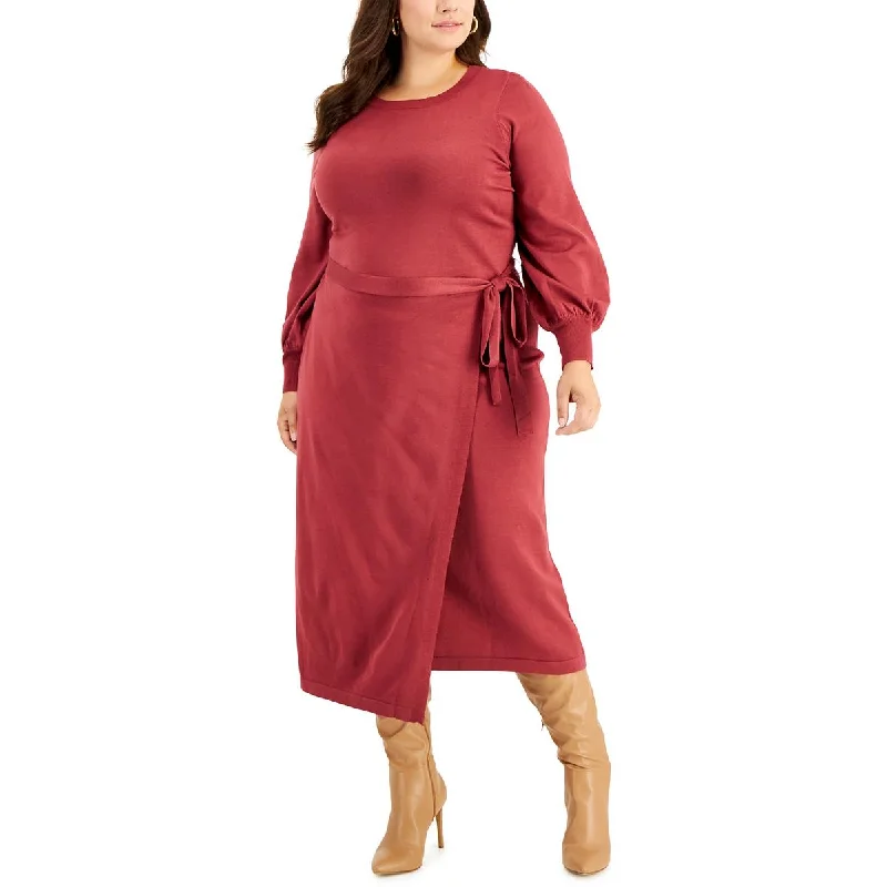 Price Buster Taylor Womens Plus Faux Wrap Long Sweaterdress