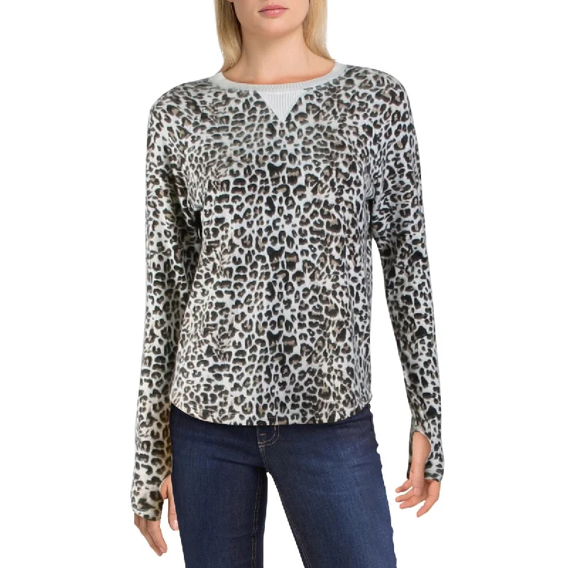 Limited Availability Theo & Spence Womens Animal Print Ribbed Pullover Sweater