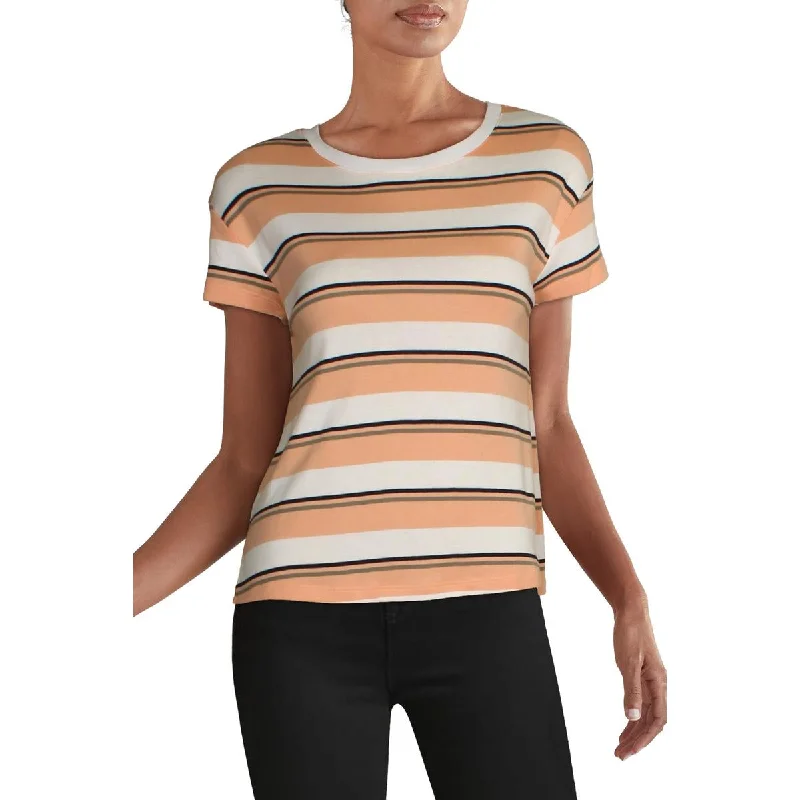 Massive Deals Three Dot's Women's Cotton Blend Striped Split Hem T-Shirt