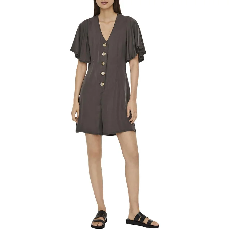 Year-End Clearance Vero Moda Women's Button Down Flutter Sleeve V-Neck Romper