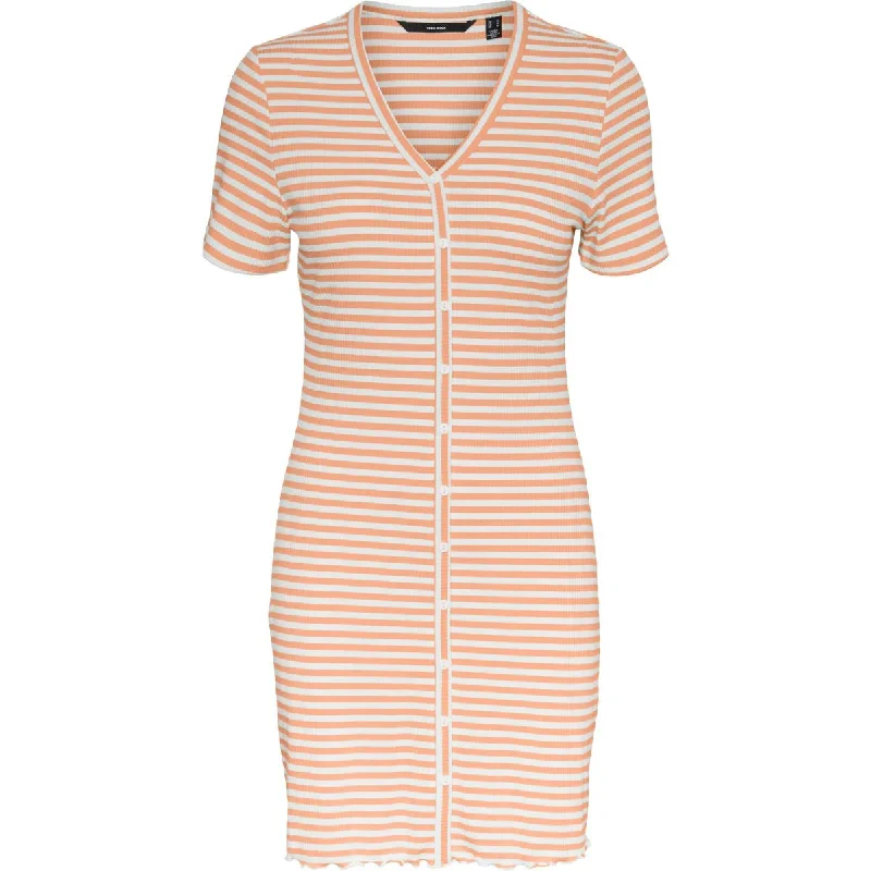 Overstock Vero Moda Womens Petites Aria Button Detail V Neck Mini Dress