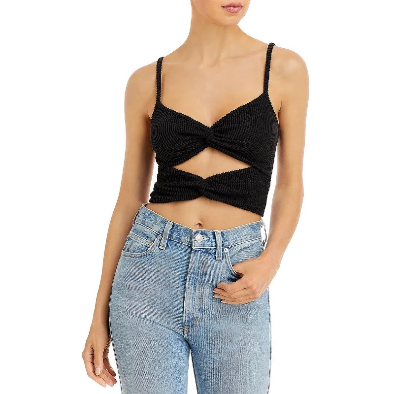 Deal Zone Vintage Havana Womens Twist Front Cut-Out Tank Top