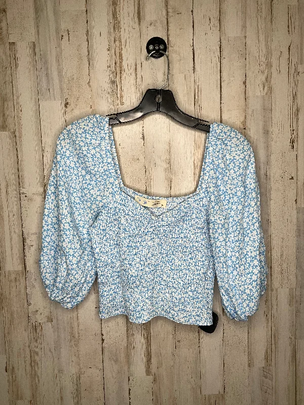 Overstock Blue & White Top Short Sleeve Grace, Size M