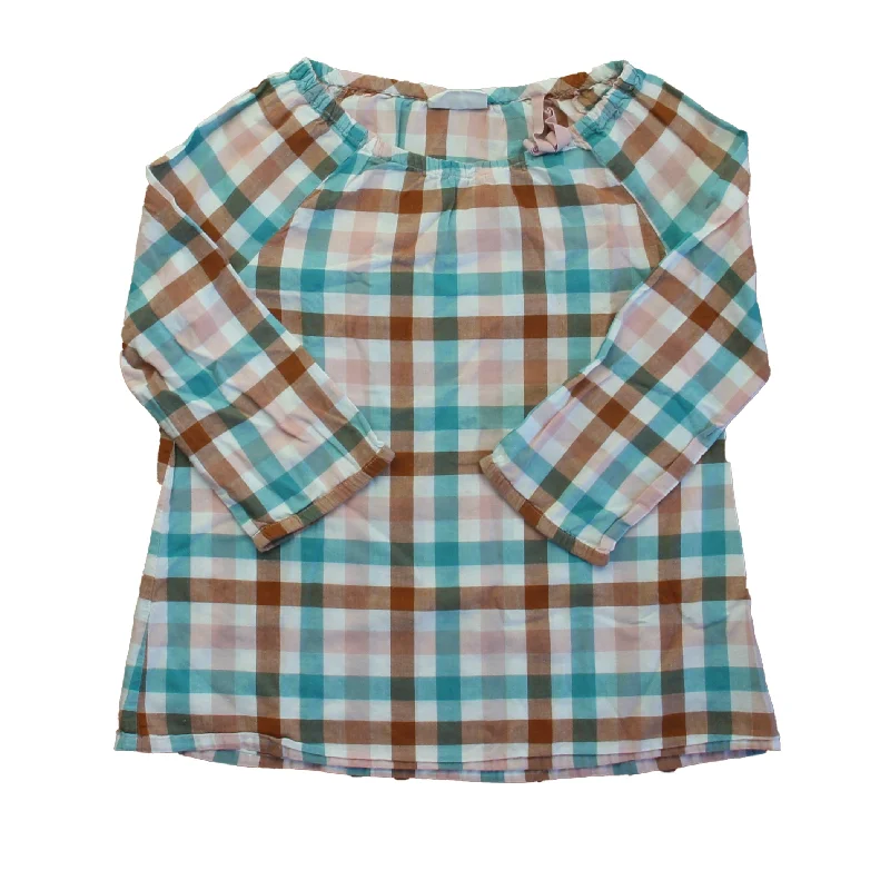 Friends and Family Sale Boden Girls Teal | Brown Check Blouse