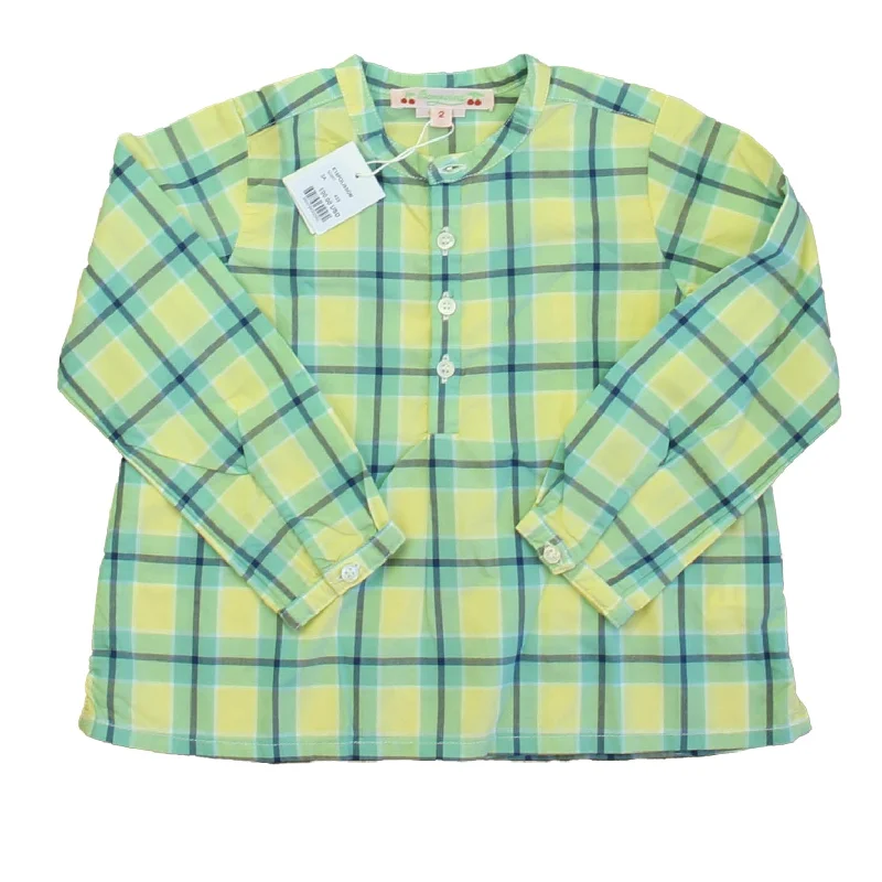 Savings Event Bonpoint Girls Green | Yellow Plaid Blouse