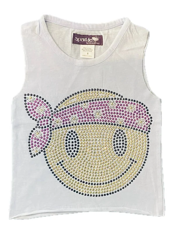 Lowest Prices Girl's Bandana Smiley Tank In Off White