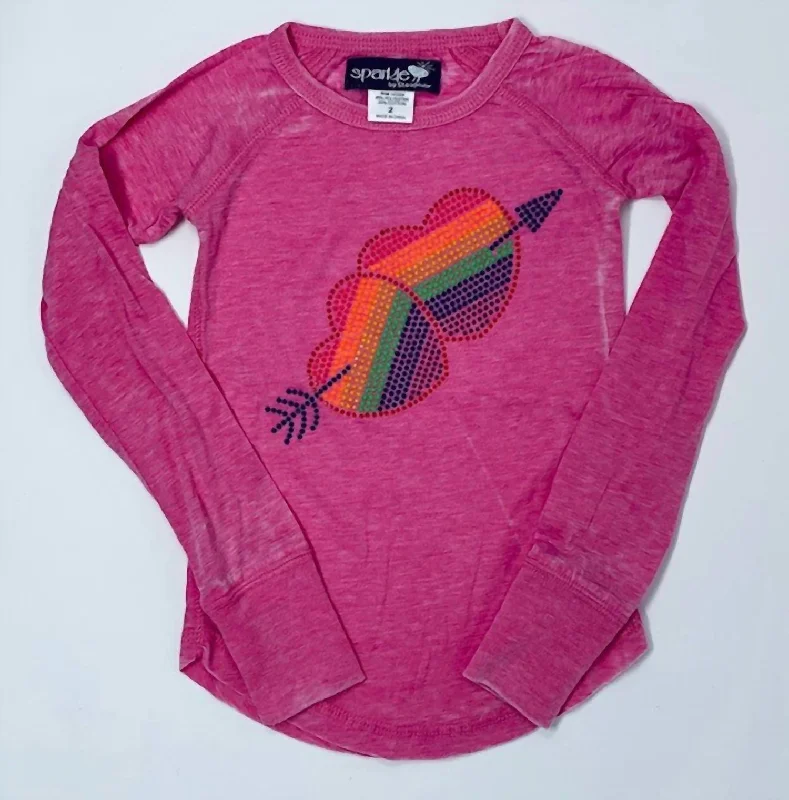 Price Reduction Girls Double Rainbow Thumbhole Long Sleeve Tee In Pink