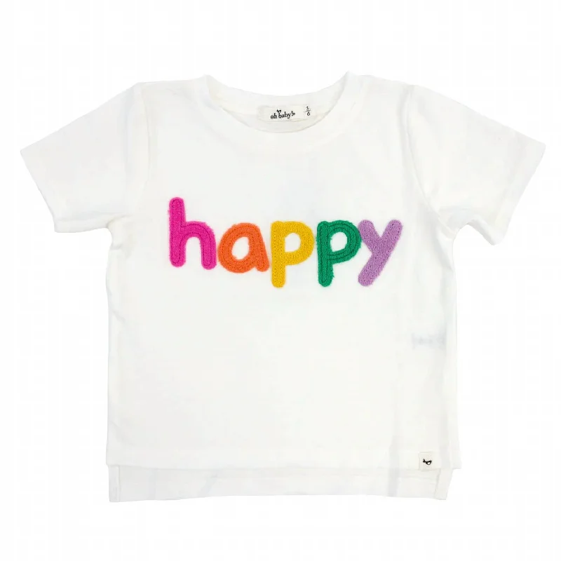 Fantastic Deals Girl's Happy Terry Slub Raw Edge Tee In Oyster Rainbow