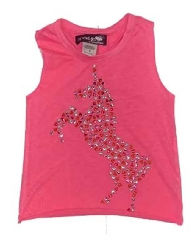 Special Discount Girls Heart Unicorn Muscle Tee In Pink