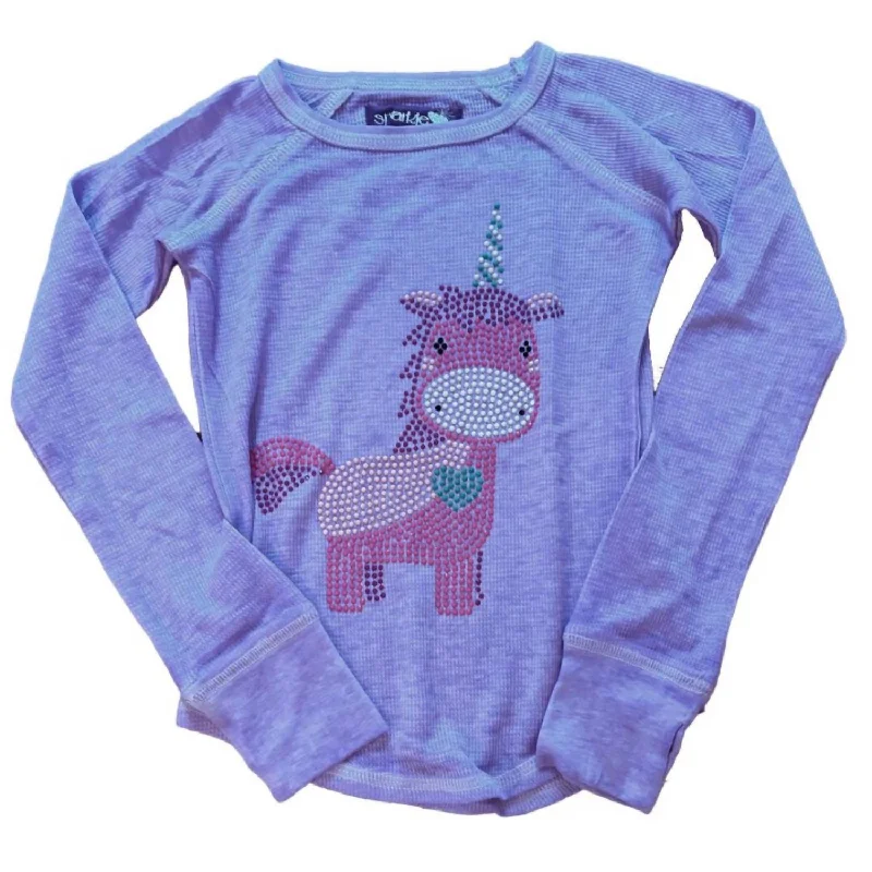 Super Bargain Girl's Long Sleeve Unicorn Tee Top In One Color