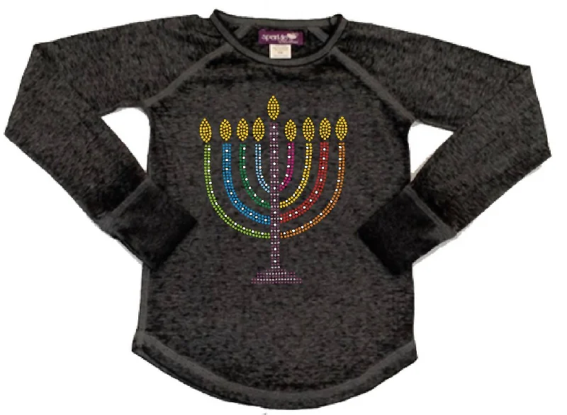 Must-Have Deals Girls Menorah Long Sleeve Tee In Grey