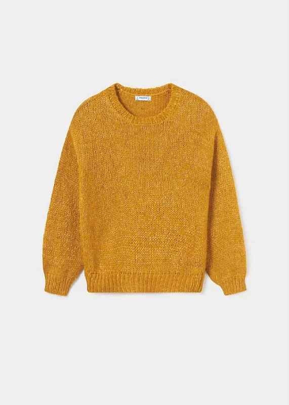 Year-End Sale Girl's Sequined Knit Sweater In Mustard