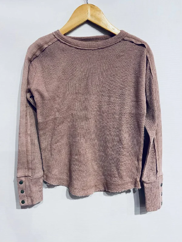 Girl's Thermal Top In Dusty Pink