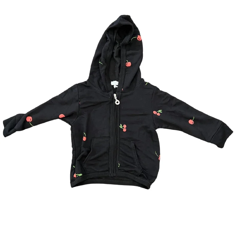 Amazing Deals Girls Zip Up Puff Sleeve Hoodie In Black/cheery