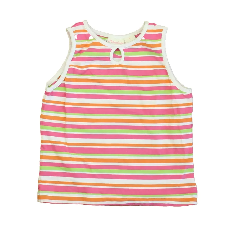 Hurry In Hartstrings Girls Pink | White | Orange Stripe Tank Top