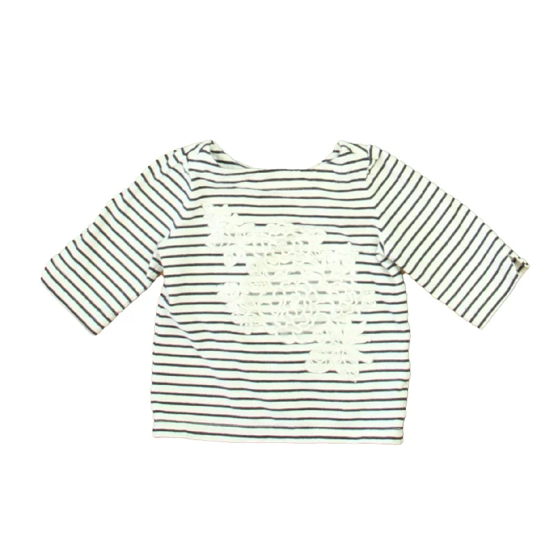 Limited Availability Janie and Jack Girls White | Navy Stripe Long Sleeve Shirt