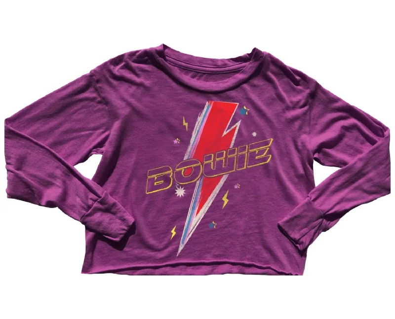 New Markdowns Kids Bowie Long Sleeve Boxy Tee In Purple