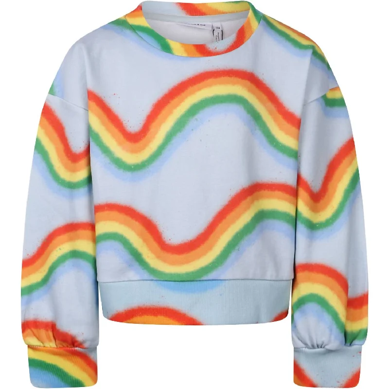 Daily Deals Kid's Rainbow Waves Miki Sweatshirt In Light Blue Wash