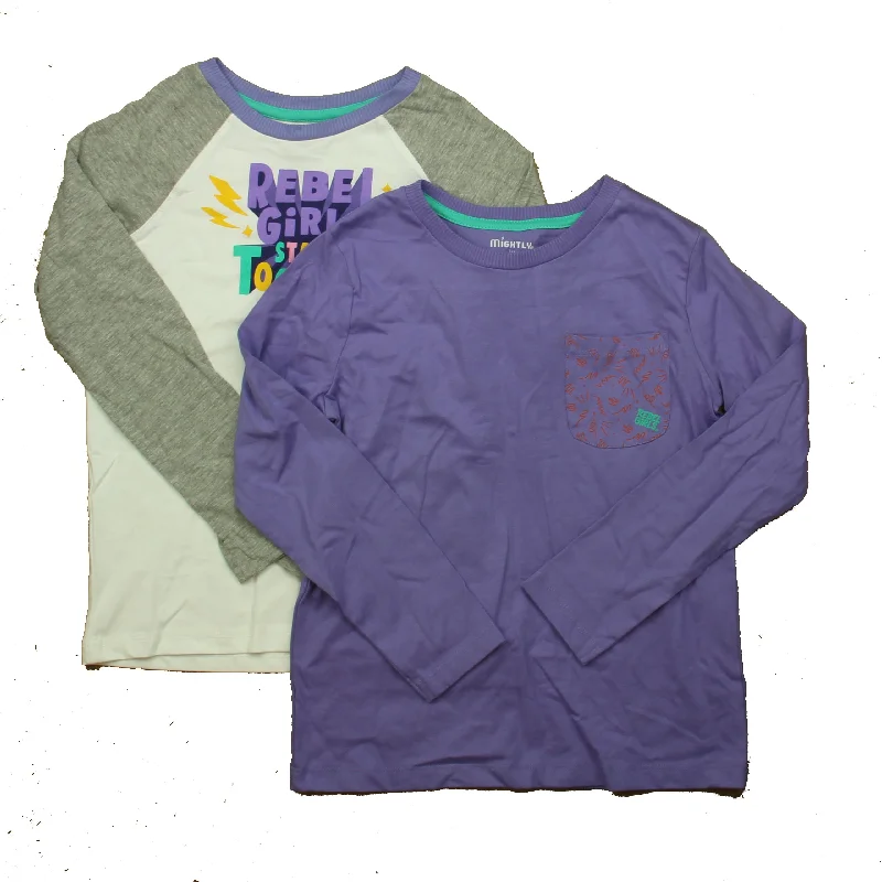 Amazing Deals Mightly Girls White | Purple Gray Long Sleeve T-Shirt