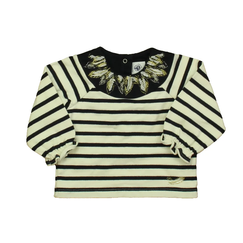 Holiday Sale Petit Bateau Girls Navy | White Long Sleeve Shirt